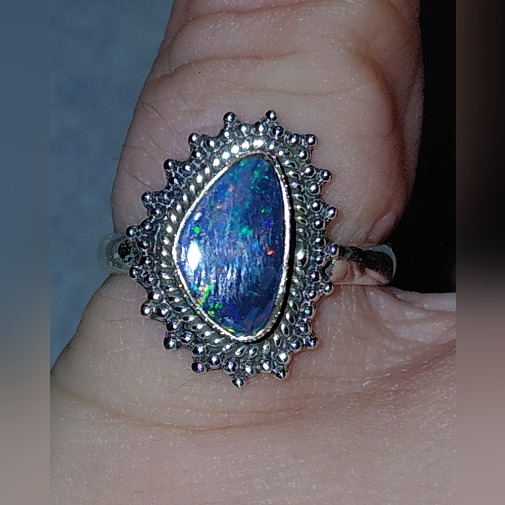 Australian Opal Silver Ring - Picture 3 of 13